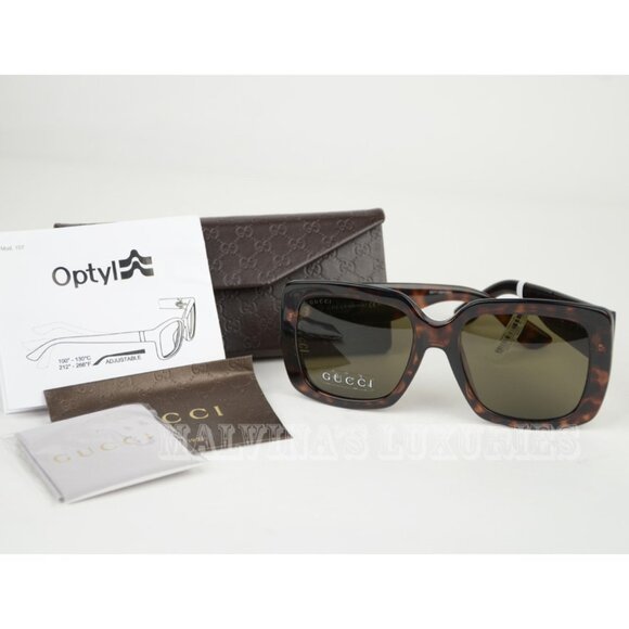 GUCCI SUNGLASSES GG3837/F/S LSDEJ DARK TORTOISESHELL SQUARE INTERLOCKING G - Picture 8 of 8